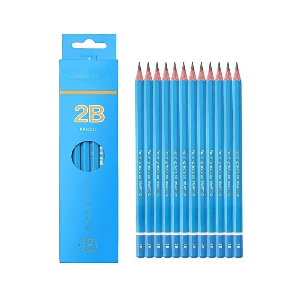 Sketch Pencils for Drawing 2B, 12 Pcs Professional Art Drawing Pencils for Shading, Sketching & Doodling | Graphite Pencil for Artists & Beginners