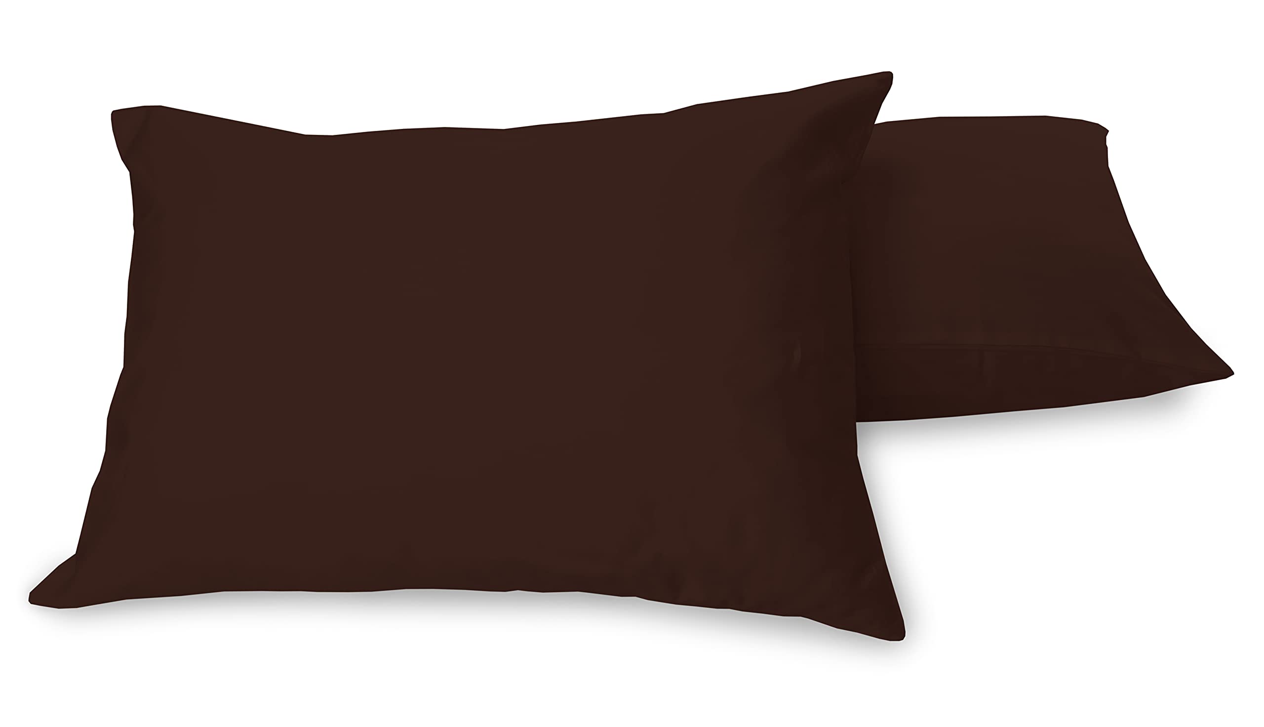 180 Thread Count 100% Pure Cotton Percale Pillowcase Pair (Chocolate)
