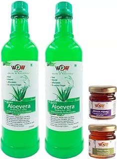 WOW ZIP - Aloevera Juice 750Ml 1+1 Free (Pack Of 2) And Free Tulsi And Jamun Honey 55g x2