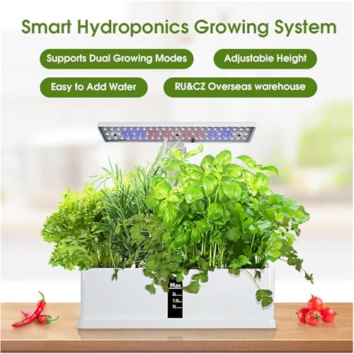 Système de culture hydroponique avec lumière de culture à spectre complet, kit de jardin d'intérieur pour herbes et légumes, parfait pour la cuisine et les cadeaux