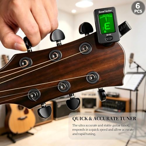 Image of Guitar Tuner Clip On Ukulele Tuner for All Instruments Guitar Bass Ukulele Violin banjo Tuners 6 Pack