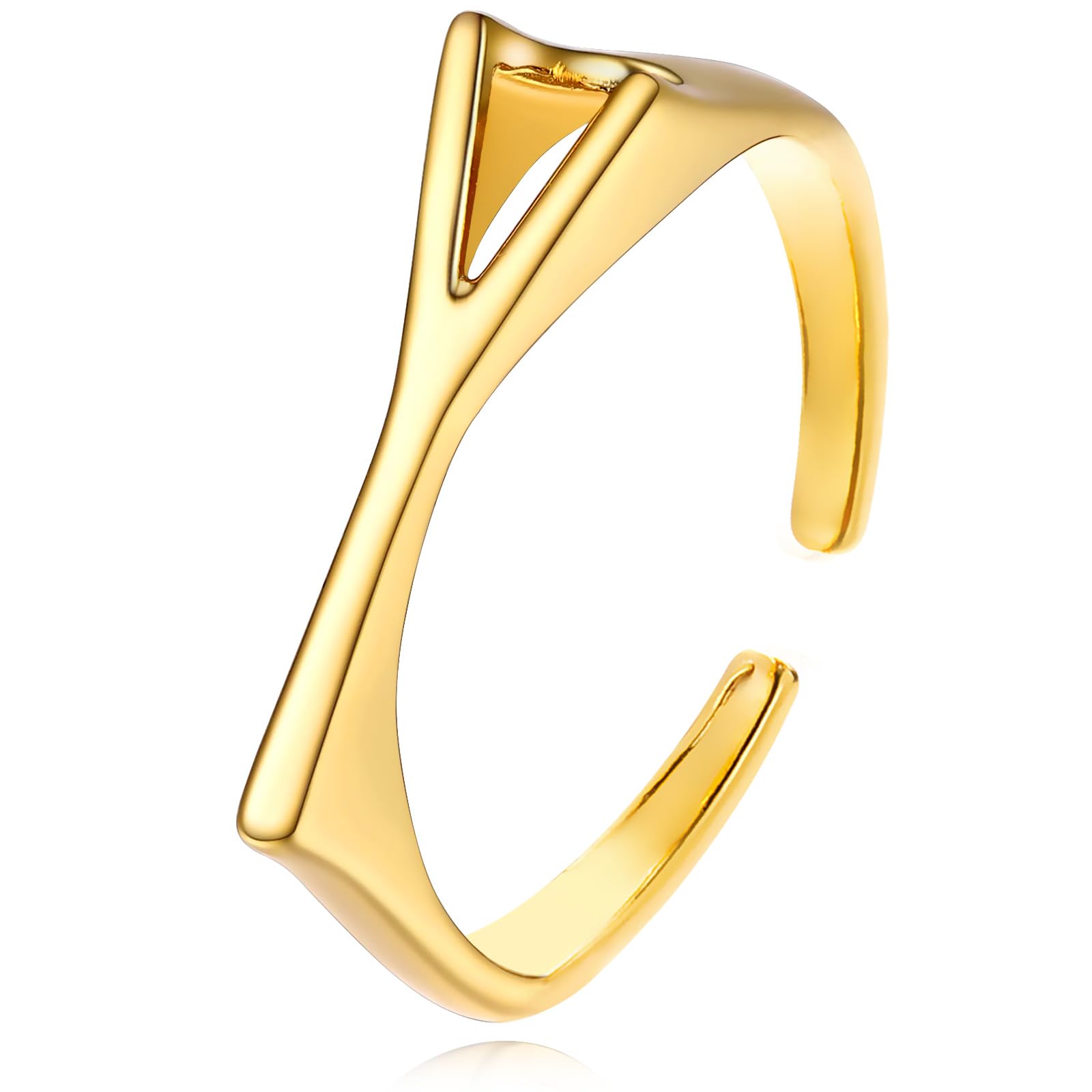 Gold Bold Adjustable Initial Ring for Women Chunky Name Letter Open Ring Alphabet Signet Stacking Rings Statement Jewelry Gifts for Her