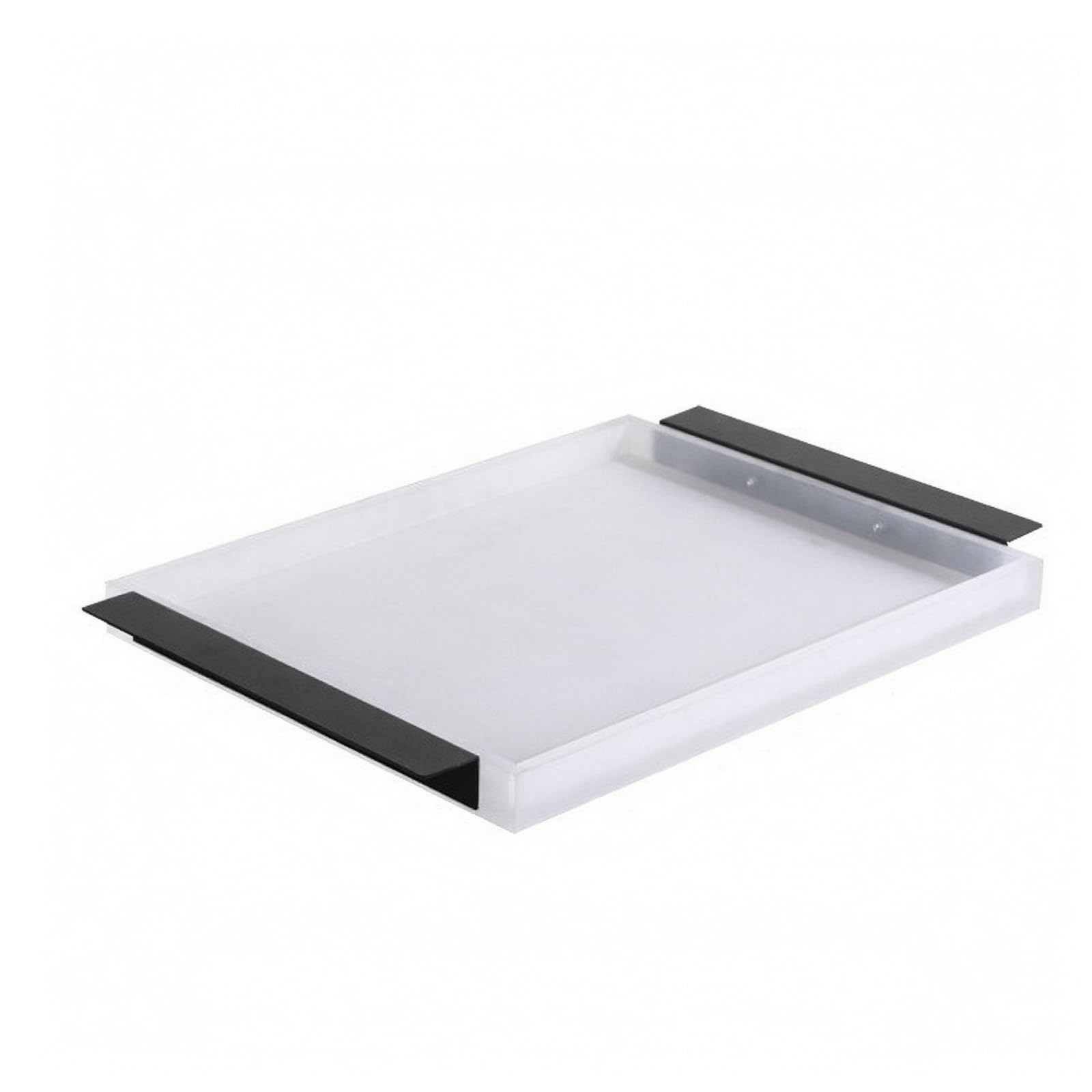 Banja Rectangular Acrílico y Metal corativa Banja Escritorio con Metálicas Gran Plato para Tocador, Negro