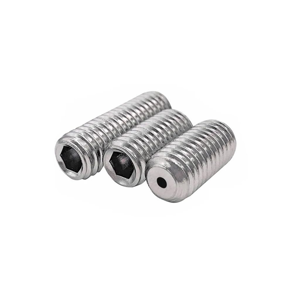 Cilky 1/2pcs 304 Stainless Steel M5 M6 M8 M10 Hollow Hole Through Air Out Hex Hex Socket Flat Headless Bolt Set Screw Metal Screws(10mm,1pc M8)