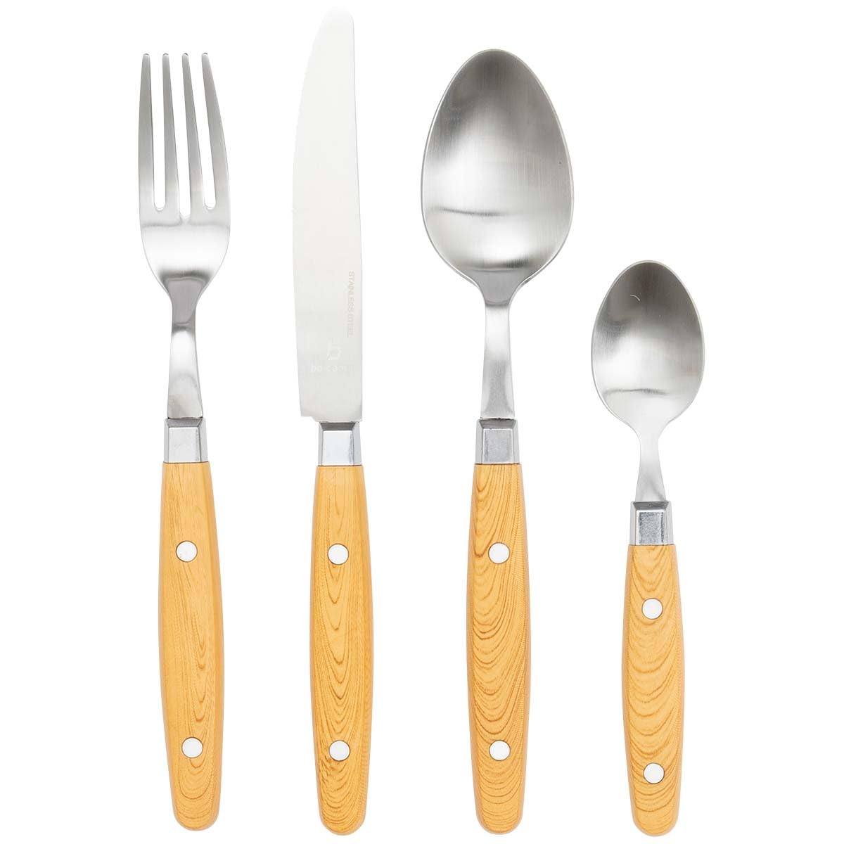 Couverts inox Bo-Camp Haggerston 16 pièces finis les couverts de camping fragiles
