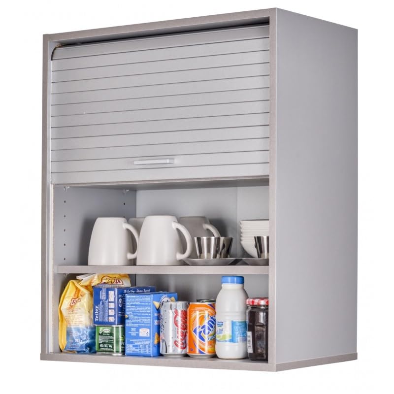 SIMMOB Küchenschrank Oberschrank Hängeschrank mit Rolladentür, Jalousienschrank, Silber, 60x35x72 cm BTH