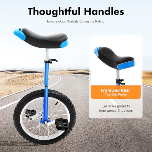 Image of DYNAMI Unicycle with Excellent Steel Frame,Leakproof Tire,Adjustable Height,Curved PU Seat,Mute Bearing,Anti-Slip Designs,for Outdoor Sports Fitness Exercise