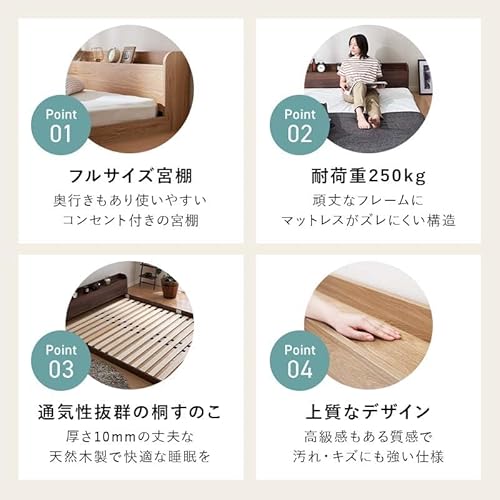 NEO CRASY フロアベッド フレームのみ ローベッド 宮付き コンセント の商品画像 6
