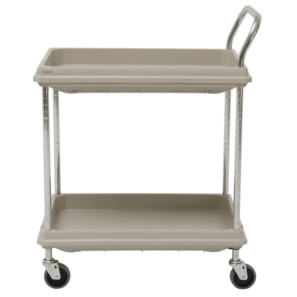 Utility Cart with 2 Deep Shelves Grey Plastic - 38 3/4L x 27" W x 41" H by HUBERT – Plastic, Gray, Model HUB2636-2D-14