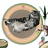 for Cats - 3-in-1 Cat Scratching Pad & Bed with Interactive Toys, Heavy-Duty 20" Round Cardboard House, Green Christmas Design, Perfect for Large Cats & Multi-Cat Families (Large Size)