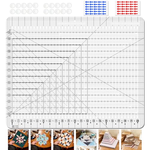 IJIJIJ Quilting Ruler- 17-3/4in x 22in Extra Large Slotted Quilting Ruler