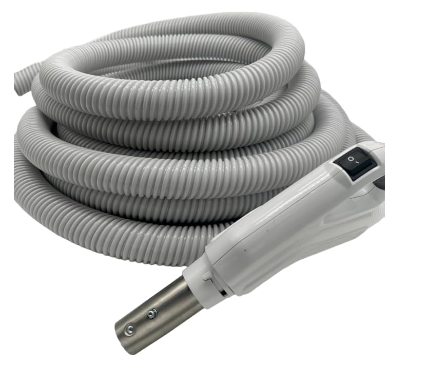 Universal Central Vacuum 30 ft Low Voltage Hose, ON-Off Switch Control-Compatible with Most Inlets - Crushproof Material (30 Ft. Low Voltage)