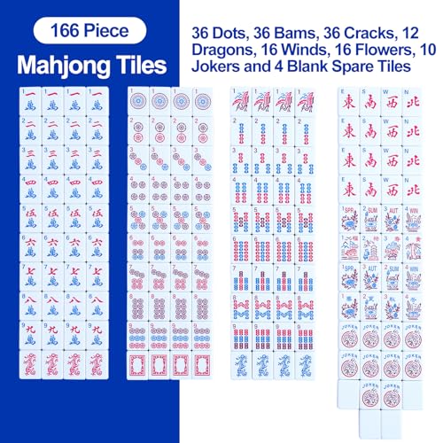 Juego de Mahjong Americano con 166 fichas y accesorios miniatura 5