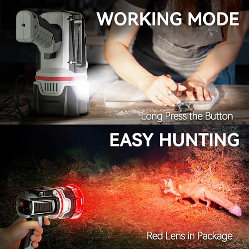 Rechargeable 1500,000 Lumens Handheld Spotlight with Solar Panels for Hunting and Boating