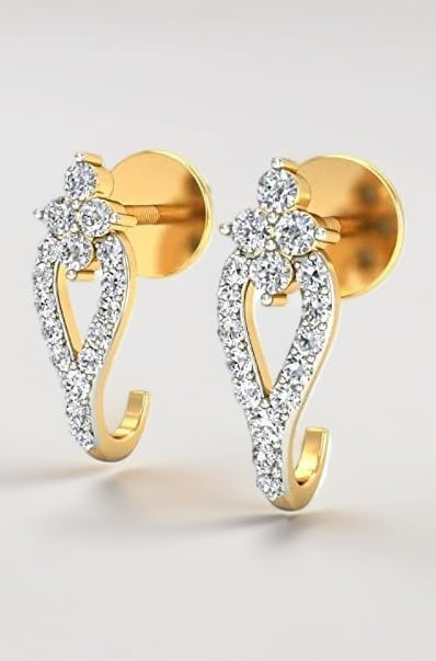 0.50ct Round Cut VVS1 D Diamond Earring Bali Studs for Women 14k Yellow Gold Over Sterling Silver S925