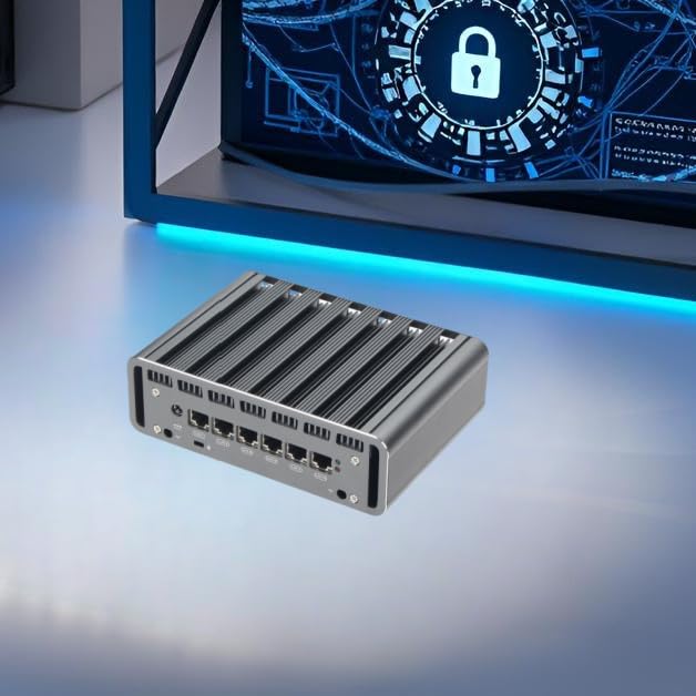 Image of Fanless Firewall Mini PC 12th CPU Intel N100(up to 3.4GHz), 6 x Intel 2.5GbE i226 LAN Ports, Network Gateway Soft Router AES NI /HD /COM / 8GB DDR5 128GB M.2 NVME SSD