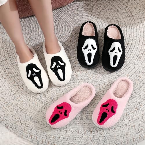 Halloween Slippers For Women Men Indoor House Bedroom Skeleton Goth Cute Home Skeleton Horror Black Fun Slip Shoes4