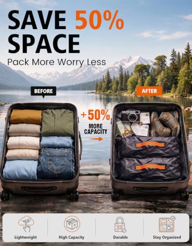 Seaflash Vacuum Travel Bags with Pump, 2 Pack 34L Space Saver Vacuum Compression Bags for Travel Luggage Suitcase Backpack, Waterproof & Reusable Vacuum Packing Cubes for Clothing（2Pcs+Pump) — view 2