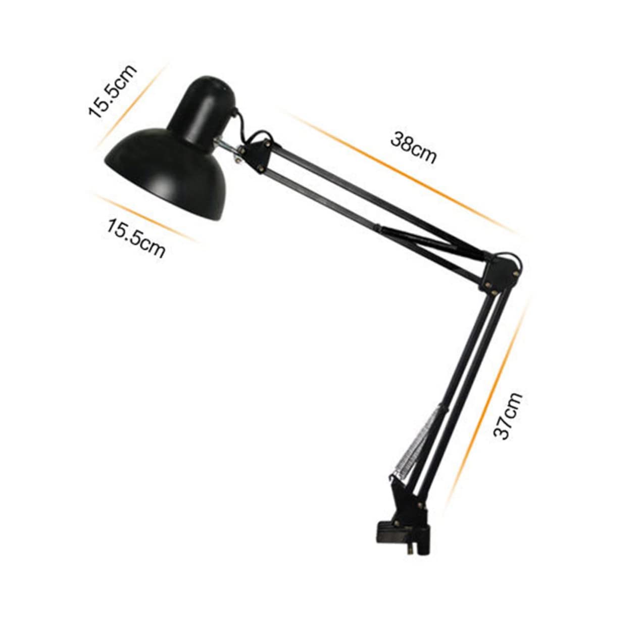 OSALADI Lámpara Flexo Escritorio Abrazadera y Brazo Oscilante de Metal Negro, sin Bombilla, para Oficina y Hogar