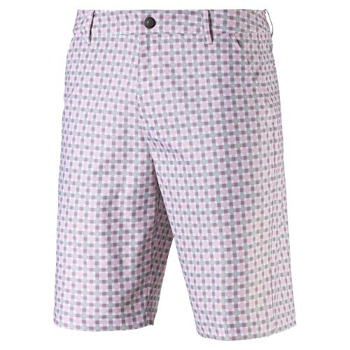 Puma Golf Men's 2019 Plaid Short, Pale Pink, 34