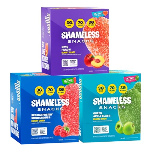 Shameless Low Carb Keto Gummy Bundle - OMG Peach, Red Raspberry & Green Apple Gluten Free Candy image 5