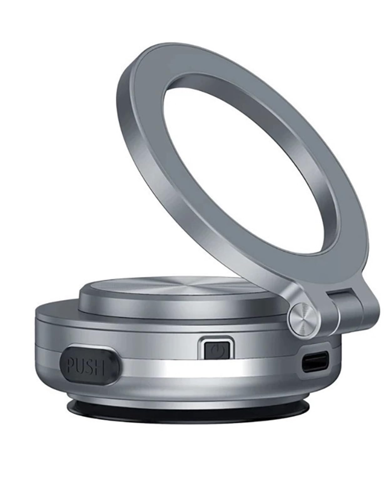 Soporte Movil Coche Soporte Auto Móvil Ventosa magnética de vacío giratoria de 360 ​​° Plegable para atracción magnética eléctrica Soporte de teléfono para Coche(Silver)