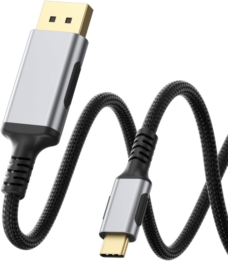 USB C to DisplayPort 1.4 Cable [8K@60Hz, 4K@240Hz, 2K@360Hz], Super Soft Thunderbolt 5/4 USB4 to DP 32.4Gbps HBR3 Alt Mode Adapter, for Fit MacBook Pro Air iMac TV(6.6ft)