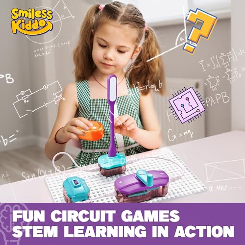 SMILESSKIDDO Circuit Board for Kids, 45 PCS DIY Electronics Exploration Kit with 100+ Projects, Physics Science Experiments, School Family STEM Educational Toy Gift for Kids 6+