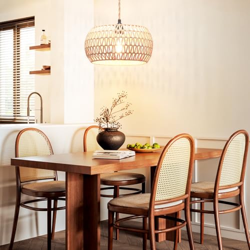 Plug in Pendant Light Rattan Hanging Lamp Pendant Light with on/Off Switch Rattan Woven Shade Hanging Lamp Plug in for Living Room Bedroom Farmhouse - Image 8