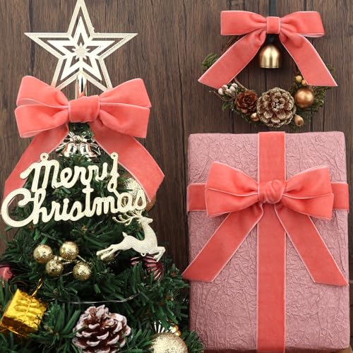 RIUNBB Velvet Ribbon 12 Yards Christmas Ribbon (Rose Gold, 1") by Riunbb - Used condition - Image 2