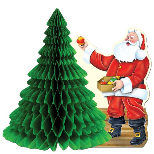 Santa w/Tissue Tree Centerpiece Party Accessory (1 count) (1/Pkg)