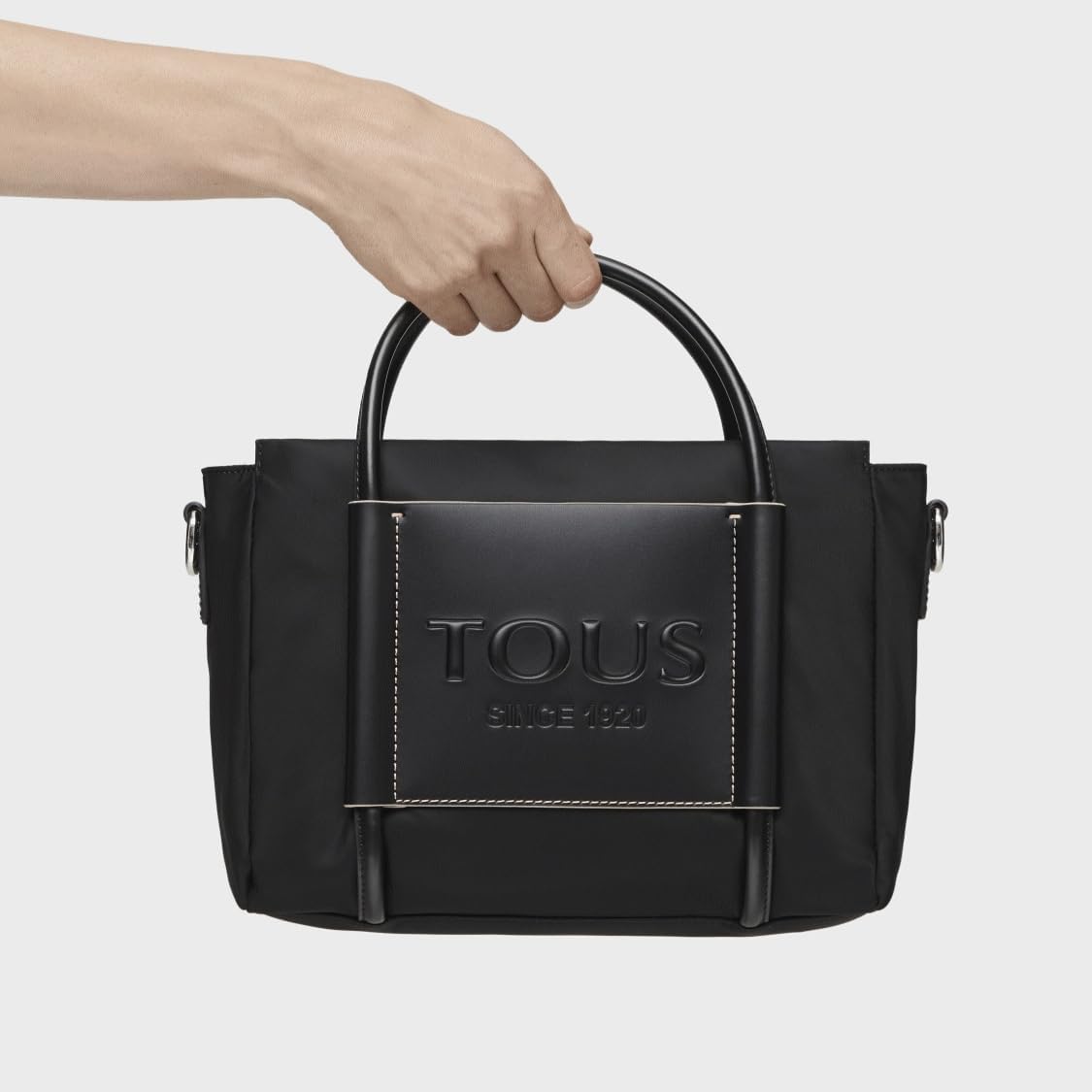 TOUS, L. EMPIRE SOFT SHOULDER BAG for Women, Black, Large, Black/White, L
