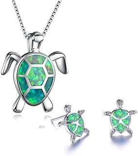 Starfish Necklace Earrings Jewelry Set with Blue Purple Opal Ocean Sea Animal Beach Jewelry for Women