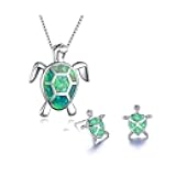 Yocoyee Starfish Turtle Necklace Earrings Jewelry Set with Blue Purple Opal Ocean Sea Animal Beach Jewelry for Women