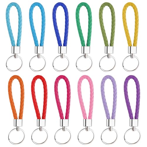 SHUOHONG 6 Piezas Llavero Coche de Cuero Trenzado, Llaveros Originales de color, Porta Chaves para hombres y mujeres, Llavero Cuero para colgar, Keychain para Motocicleta y Bicicleta
