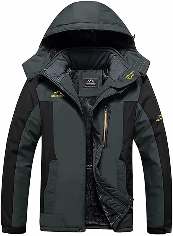 Men Softshell Thick Warm Fleece Lined Parka Coat Waterproof Outerwear Hooded Military Army Jacket