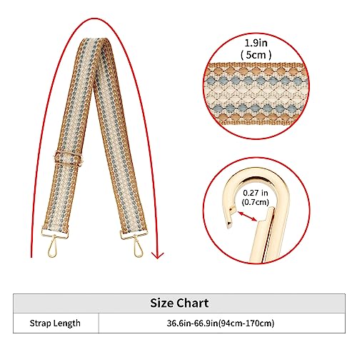 Image of Wide Shoulder Strap Adjustable Replacement Belt Guitar Style Crossbody Bag Handbag Strap Multicolor Canvas Straps(Wide:2in)(Color32)