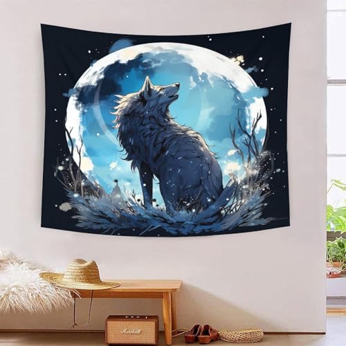 Tapisserie murale loup 3D grand tissu tenture murale salon chambre