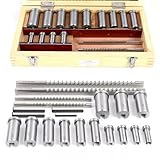 22PCS 4/5/6/8mm Keyway Broach Set, Collared Bushing Shim Set, Metric Size Metalworking Tool Kit