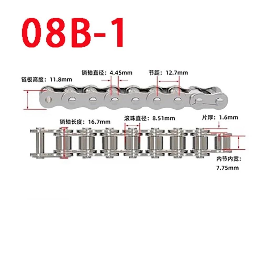 Cadena de transmisión Industrial de 1 Metro, Cadena de transmisión de Rodillo transportador de Paso Corto de Acero Inoxidable 304, 04C 05B 06B 08A 08B 10A 12A(06B-1 Chain)
