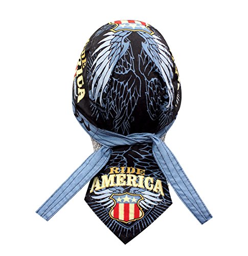 Capsmith Deluxe Patriotic Ride America Shield Wings Headwrap Durag Doo Rag Headwrap