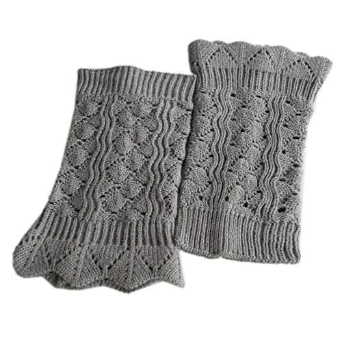 Women Winter Short Leg Warmers Hollow Out Crochet Knit Boot Cuffs