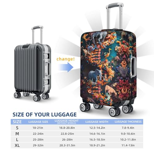 Whimsical Animal Spiral Travel Luggage Covers - Elasticity Suitcase Covers Protector for Luggage 18-32 Inch2