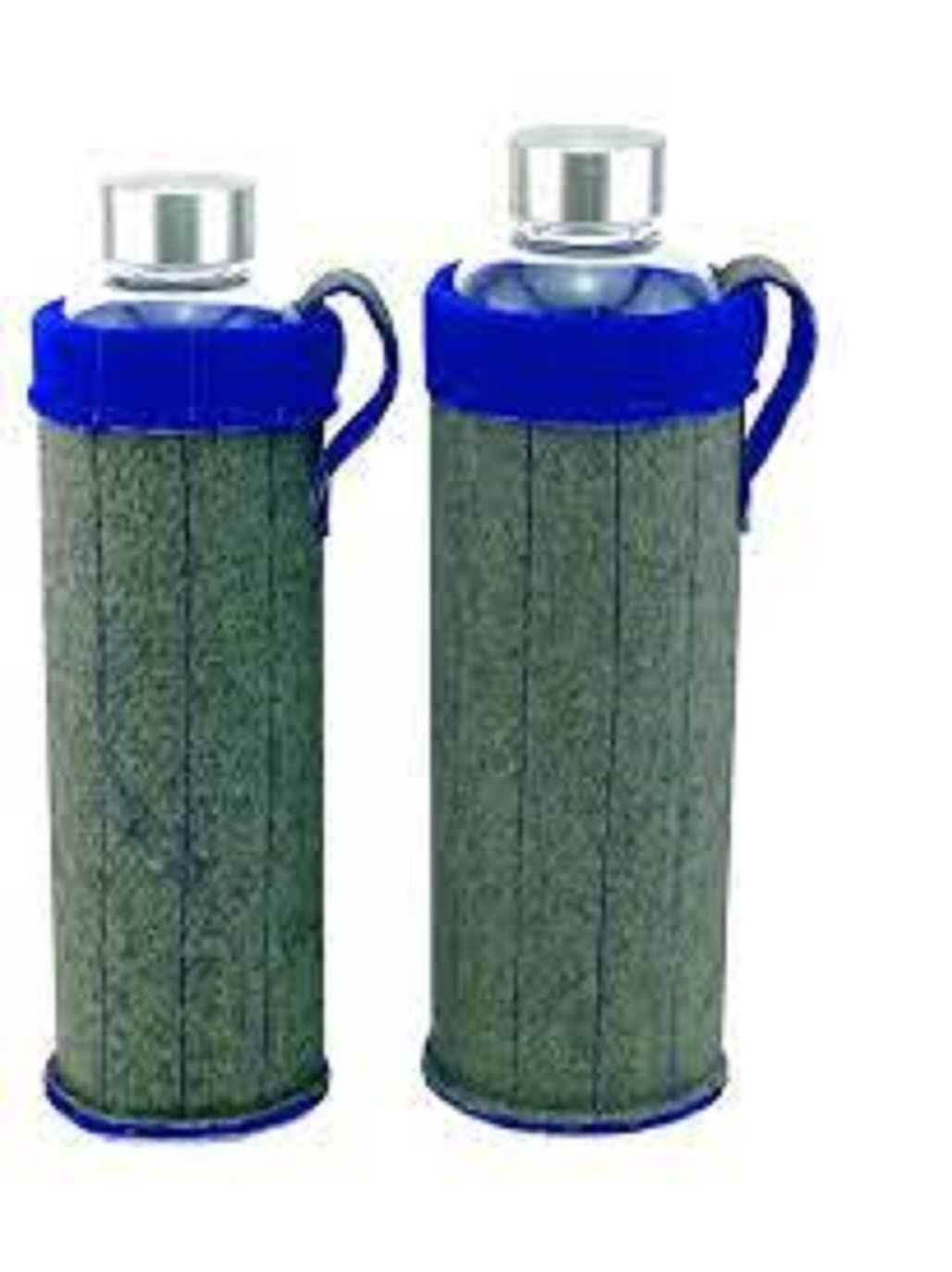 monkano Borosilicate glass drinking bottle (750 ml, anthracite/blue)