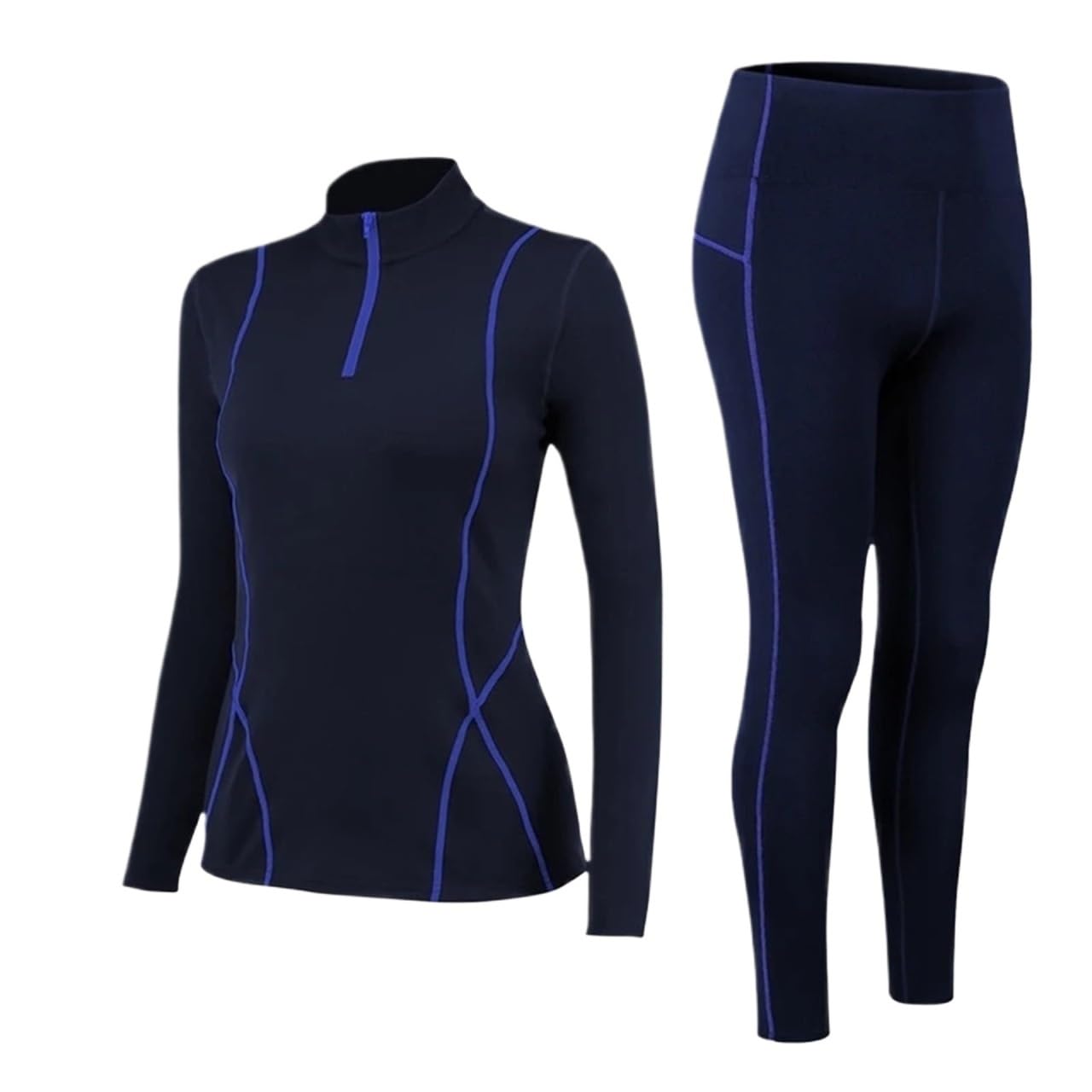 Set Termici Per Donna Intimo termico da donna Set con collo a lupetto in pile sottile Fitness Shapewear Elastico aderente Abbigliamento femminile Canottiere e mutande Intimo Termico Donna Traspirante