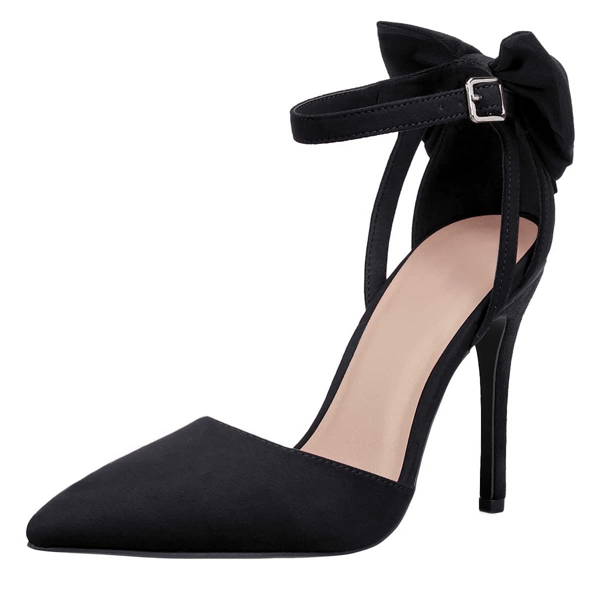 Fashare Womens High Heels Bow Tie Back Sexy Stiletto Ankle Strap Wedding Dress Pumps Shoes