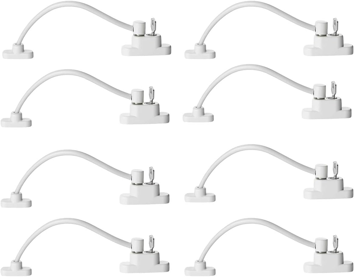 Welcomefee Lot de 2/4 Entrebâilleur de fenêtre et porte avec câble et vis Blanc