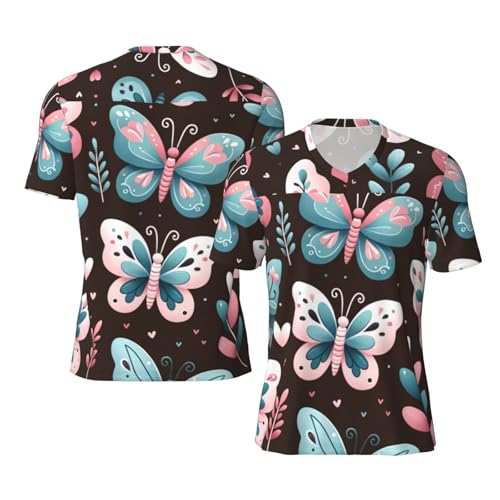 Stylish Athletic Sports Jersey Butterflies-Love-Floral Men's Rugby Jersey 3X-Large Black
