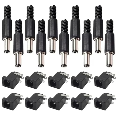 Connecteur femelle de montage sur panneau CC 5.5x2.1mm avec fiche mâle 10 paires
