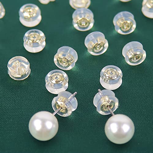 18K Gold Earring Backs For Studs,12Pcs Silicone Earring Backs Replacements For Droopy Hoops Fish Hook Secure Earring Backs No-Irritate Hypoallergenic For Ears #TOP1
